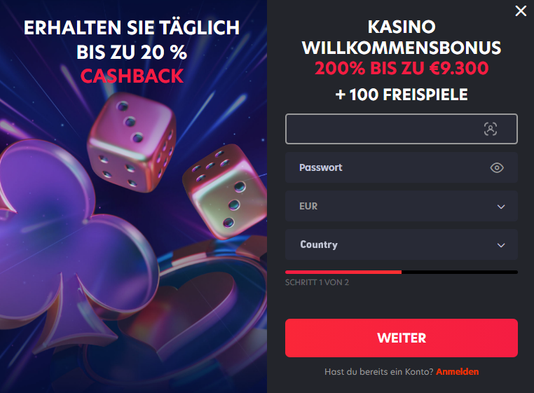 Registrieren Sie sich schnell und einfach bei 1red Germany